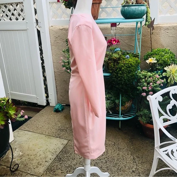 House Of CB Dominique Pink Deep Plunge Bodycon MIDI Dress Medium - Picture 12 of 16